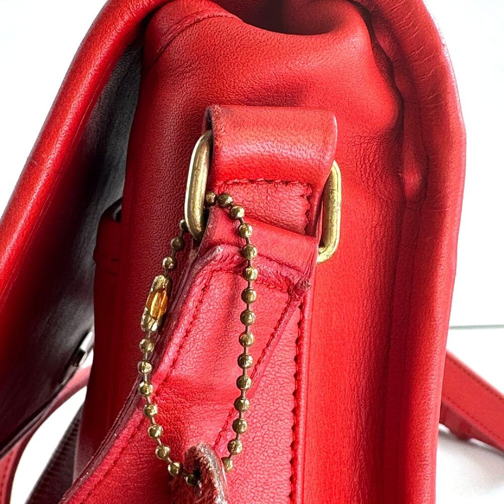 Vintage 1980s Coach Red Tailored Pouch 4110 Made in New York City - Picture 14 of 16